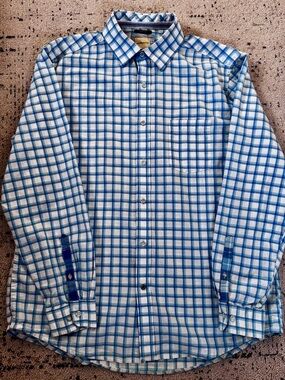 G.H. Bass & Co. Men's Large Slim Fit Long-Sleeve Button-Down Shirt in Blue Plaid